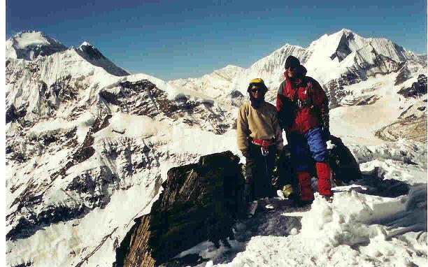 after 5 hours hard climbing we reached Damphus Peak 6030 meter high